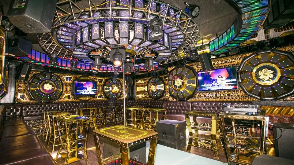 Gold-themed VIP room interior at Avatar Karaoke Nha Trang